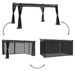 Altanka ze ścianami z siatki, antracytowa, 4x3 m, stal