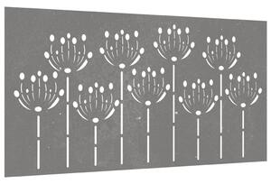 Ogrodowa dekoracja ścienna, 105x55 cm, stal kortenowska, kwiaty