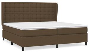 Łóżko kontynentalne z materacem, brązowe, tkanina, 200x200 cm