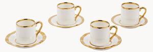 Komplet filiżanek ze spodkiem z porcelany Golden, 8 elem