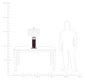 Lampa stołowa ciemne drewno z białym abażurem kwadratowa 70 cm Vedi Beliani