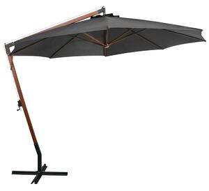 Parasol ogrodowy wiszący, jodłowy słupek, antracyt, 3,5x2,9 m