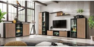 Komoda CAMERON 160 LED hickory jackson/czarna