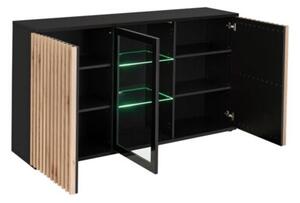 Komoda CAMERON 160 LED hickory jackson/czarna