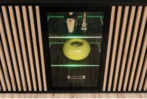 Komoda CAMERON 160 LED hickory jackson/czarna