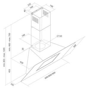 Okap AFRELLI AW-6 Tosca 80 BiaÅy 635m3/h 64dB klasa B oÅwietlenie LED
