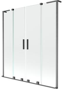 Mexen Velar L Duo parawan nawannowy 2-skrzydłowy rozsuwany 140 x 150 cm, transparent, gun gray szczotkowany - 896-140-003-02-66