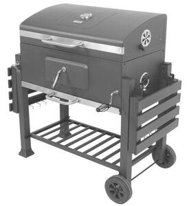 Grill ogrodowy węglowy LUND XXL 99917 Zamykany, żeliwny ruszt, półki boczne, termometr, kółka