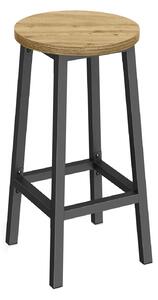 Loftowy hoker z podnóżkiem dąb artisan + czarny W8-L34