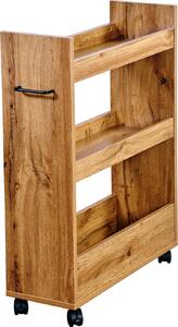 KESPER - Naczynie do przechowywania przypraw, półka kuchenna z drewna dębowego – 22x60x78 cm – z 3 półkami i metalową rączką – 4 kółka, 2 z możliwością blokady – oszczędza miejsce – 2485913