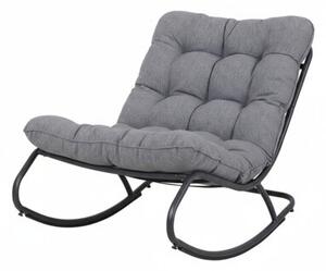 Fotel Bujany VIBE Ogrodowy z Poduszką Stalowy Czarny Szary 115 Cm