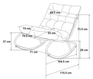 Fotel Bujany VIBE Ogrodowy z Poduszką Stalowy Czarny Szary 115 Cm