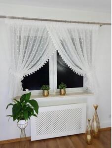 Firana gotowa z pomponikami 400x150cm