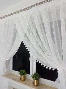 Firana gotowa z pomponikami 400x150cm
