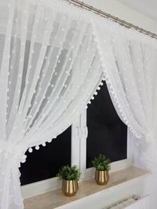 Firana gotowa z pomponikami 400x150cm