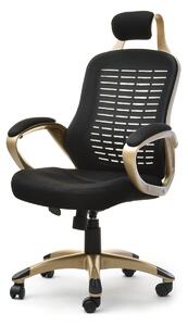 Ergonomiczny fotel biurowy rind złoty satyna i czarny mesh