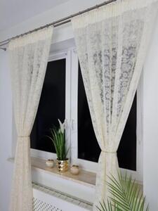 Firana gotowa z markizety 135x250 cm - haft 3D, taÅma marszczÄ ca, tasiemka do kokona, kremowa