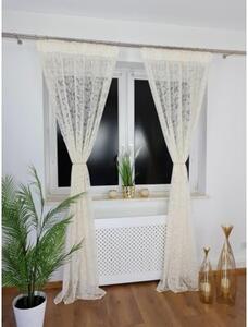 Firana gotowa z markizety 135x250 cm - haft 3D, taÅma marszczÄ ca, tasiemka do kokona, kremowa