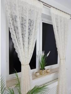 Firana gotowa z markizety 135x250 cm - haft 3D, taÅma marszczÄ ca, tasiemka do kokona, kremowa