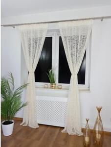 Firana gotowa z markizety 135x250 cm - haft 3D, taÅma marszczÄ ca, tasiemka do kokona, kremowa