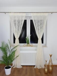 Firana gotowa z markizety 135x250 cm - haft 3D, taÅma marszczÄ ca, tasiemka do kokona, kremowa