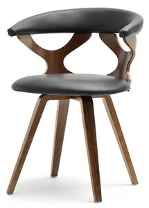 Ażurowe krzesło obrotowe bonito czarny ekoskóra - orzech