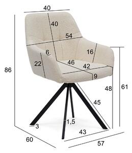 MebleMWM Krzesło tapicerowane obrotowe DC-5123 | Biały baranek boucle