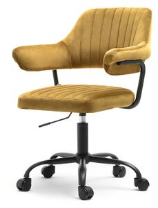 Krzesło do komputera z podłokietnikami merlin złoty welur - czarny