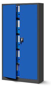Biurowa szafa metalowa na akta JAN H, 900 x 1950 x 400 mm, antracytowo-niebieska