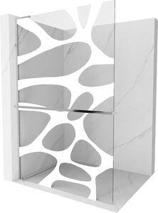 Mexen Kioto+ L ścianka prysznicowa z półką Walk-in 80 x 200 cm, biały wzór, chrom - 800-080-123-01-97