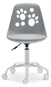 Krzesło dla dziecka do biurka foot szare ekoskóra - biała podstawa