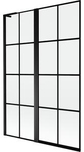 Mexen Mist L parawan nawannowy 2-skrzydłowy lewy 120 x 150 cm, czarna kratka, czarny - 8A9L-120-011-70-77-L