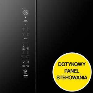 Lodówka HISENSE RQ768N4GBE MD Side by Side No Frost 190cm Czarne szkło do obudowy Szuflada próżniowa My Fresh Choice