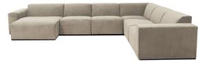 Beżowa sztruksowa sofa modułowa w kształcie litery "U" Scandic Sting, lewostronna