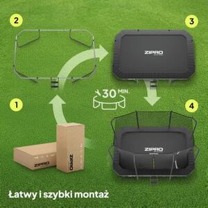 Trampolina dla Dzieci Ogrodowa Prostokątna z Siatką Wewnętrzną z drabinką Jump Pro Quadro 12FT 366cm