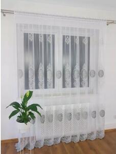 Firana z haftem i welurem-szary 400x250 cm