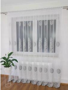 Firana z haftem i welurem-szary 400x250 cm