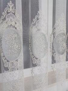 Firana z haftem i welurem-szary 400x250 cm