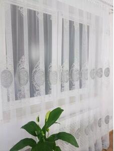 Firana z haftem i welurem-szary 400x250 cm