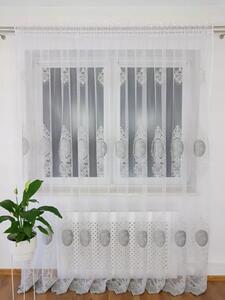 Firana z haftem i welurem-szary 400x250 cm