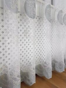 Firana z haftem i welurem-szary 400x250 cm