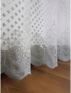 Firana z haftem i welurem-szary 400x250 cm