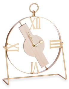Zegar na komodę z minimalistyczną tarczą i złotymi wskazówkami, 21 x 27 cm