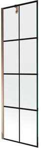 Mexen Next parawan nawannowy 1-skrzydłowy 60 x 150 cm, czarna kratka, różowe złoto - 895-060-000-00-77-60