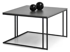 Kwadratowy stolik kawowy dark xl szary grafit na czarnej nodze z metalu do salonu