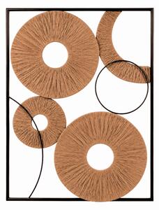Dekoracja ścienna CIRCLES metalowa 48x68 cm, czarna / brązowa