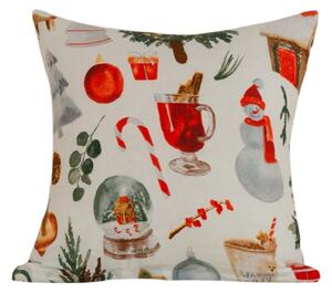 Poszewka na poduszkę z mikrofibry FESTIVE MAGIC 45x45 cm, biały