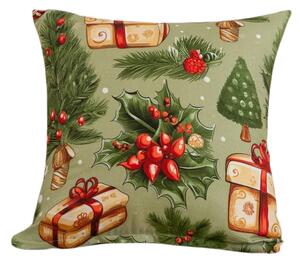 Poszewka na poduszkę z mikrofibry CHRISTMAS PRESENTS 45x45 cm, zielony