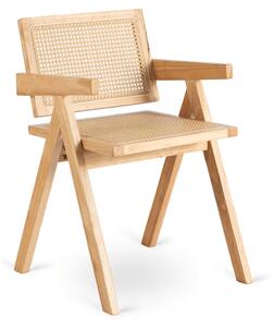 Krzesło Drewniane MADERA Dąb/Beż Ażurowe Klasyczne Retro