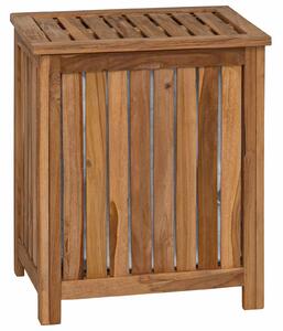 Kosz na pranie naturalny 50 x 35 x 60 cm Lite drewno teakowe